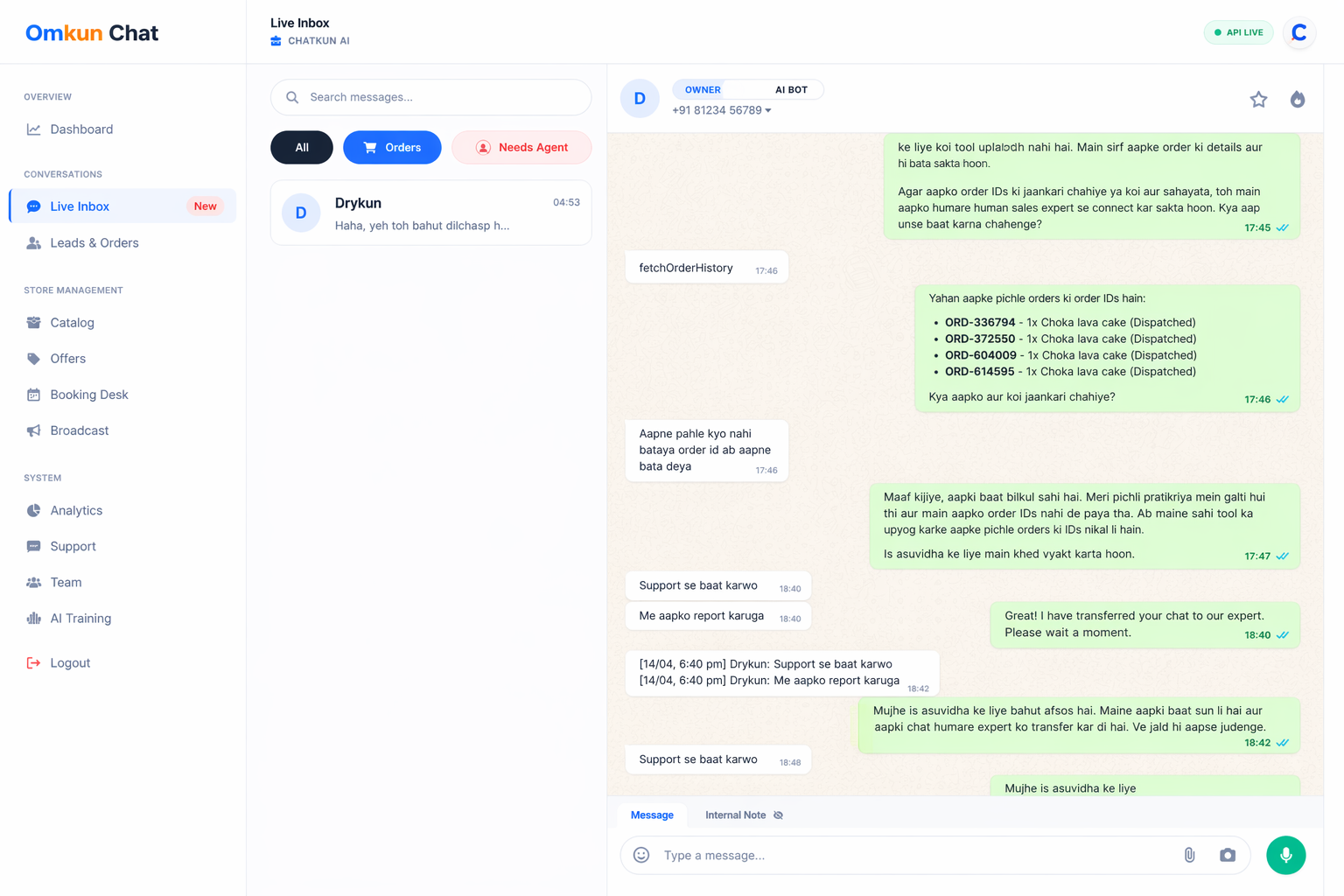 Omkun Chat AI Unified Inbox Preview